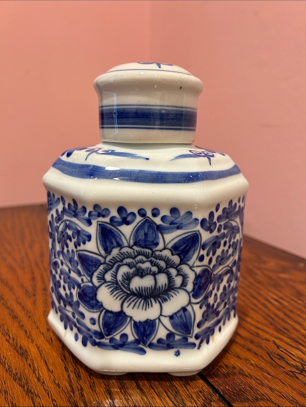 Blue and White Floral Porcelain Jar